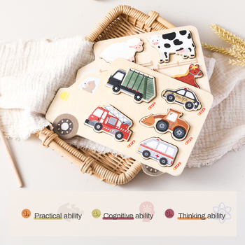 Mazuļa puzle Agrīnās izglītības praktiska smadzeņu saskaņošanas puzles dēlis Rotaļlietu fermas automašīna Angļu valodas saskaņošanas kognitīvā puzle