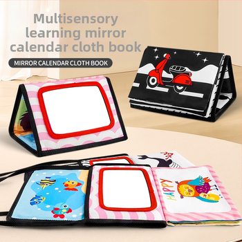 Daugiamatis nušvitimas Haha veidrodinis audinio knygelė gyvūnų spalvų anglų kalbos pažintinis 0-3 metų kūdikio sulankstomas stalo kalendorius medžiaginė knyga