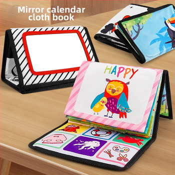 Daugiamatis nušvitimas Haha veidrodinis audinio knygelė gyvūnų spalvų anglų kalbos pažintinis 0-3 metų kūdikio sulankstomas stalo kalendorius medžiaginė knyga