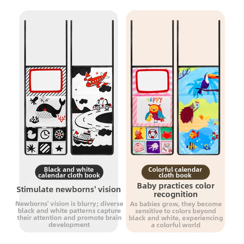 Daugiamatis nušvitimas Haha veidrodinis audinio knygelė gyvūnų spalvų anglų kalbos pažintinis 0-3 metų kūdikio sulankstomas stalo kalendorius medžiaginė knyga