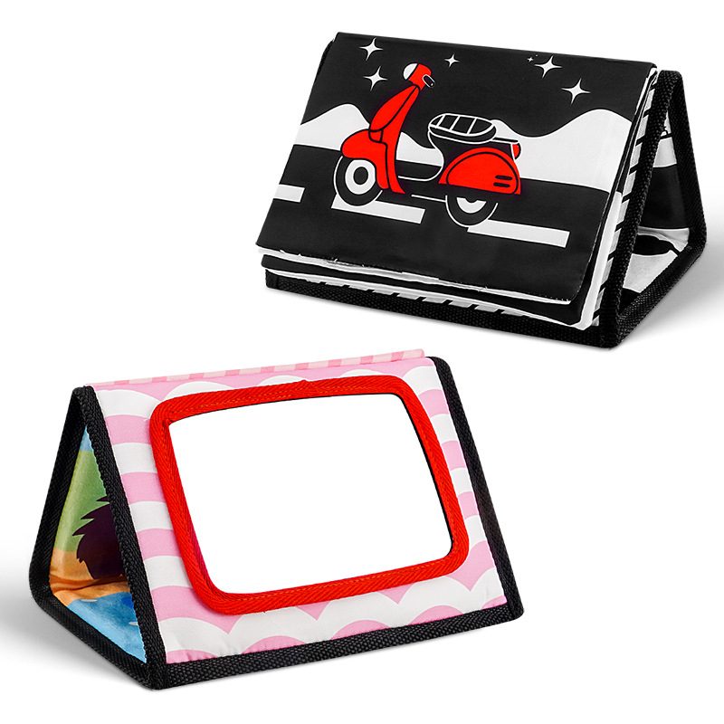 Daugiamatis nušvitimas Haha veidrodinis audinio knygelė gyvūnų spalvų anglų kalbos pažintinis 0-3 metų kūdikio sulankstomas stalo kalendorius medžiaginė knyga