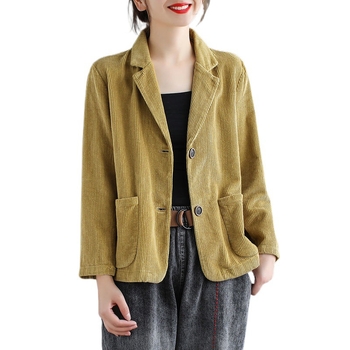 Γυναικείο κοντό παλτό με γιακά και μονόχρωμο κοστούμι, 2023, αρχές φθινοπώρου, νέο, χαλαρό, μακρυμάνικο, τσέπη, ρετρό, casual, τοπ