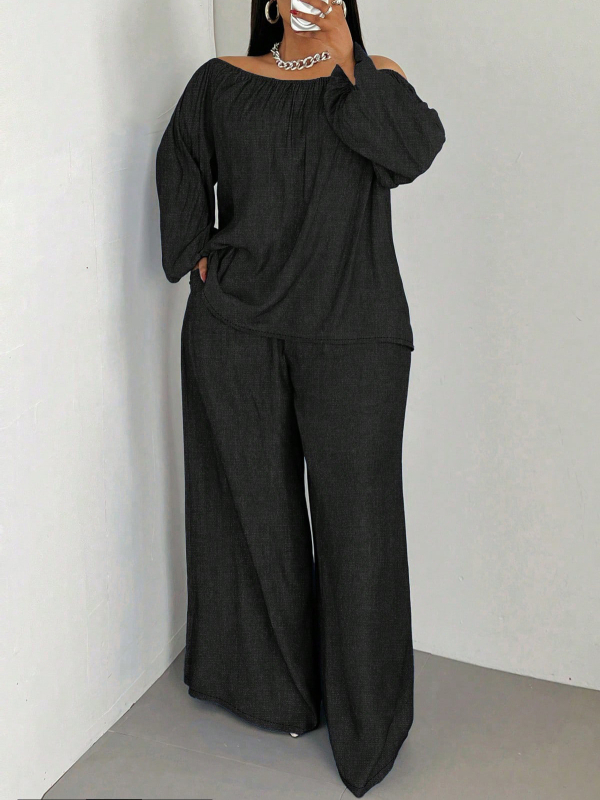 Ženska odjeća preko granica Amazon Aliexpress Velike veličine s jednostrukim ovratnikom Topovi i hlače Ležerno široko odijelo od dva dijela za proljeće i ljeto