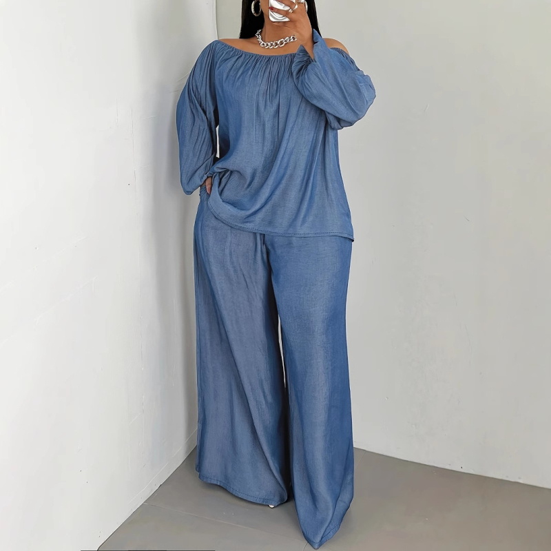 Ženska odjeća preko granica Amazon Aliexpress Velike veličine s jednostrukim ovratnikom Topovi i hlače Ležerno široko odijelo od dva dijela za proljeće i ljeto