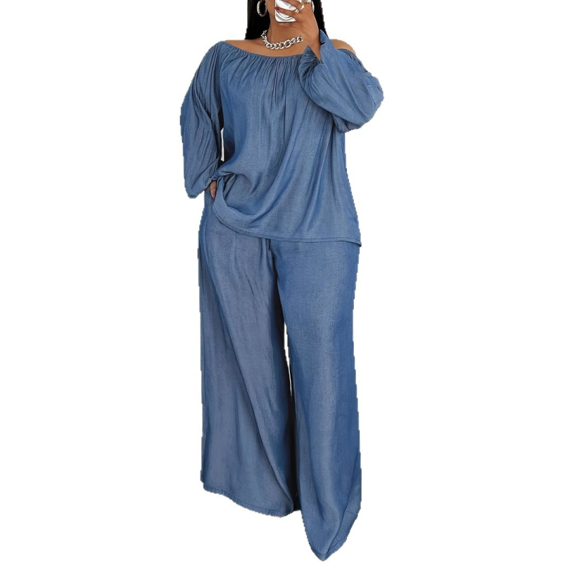 Ženska odjeća preko granica Amazon Aliexpress Velike veličine s jednostrukim ovratnikom Topovi i hlače Ležerno široko odijelo od dva dijela za proljeće i ljeto