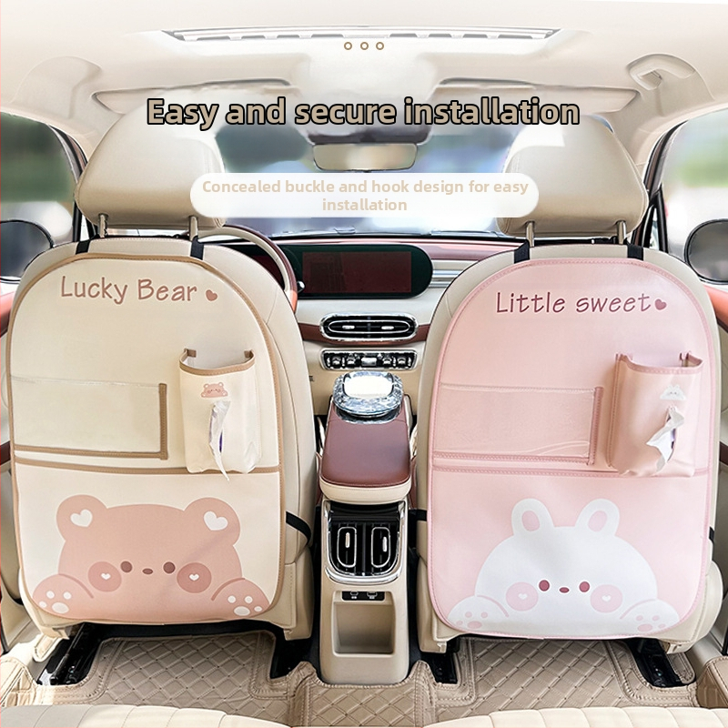 Подложка против удари за облегалката на автомобилната седалка, карикатурен печат, задна подложка против износване за автомобилна седалка, креативна многофункционална защитна подложка за автомобил