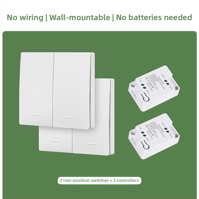 Savaime generuojantis belaidis jungiklis buitiniam vieno valdymo į dviejų valdymo daugiafunkciniam valdymui be laidų atsitiktinis be pastos be baterijų lengvas paspaudimas