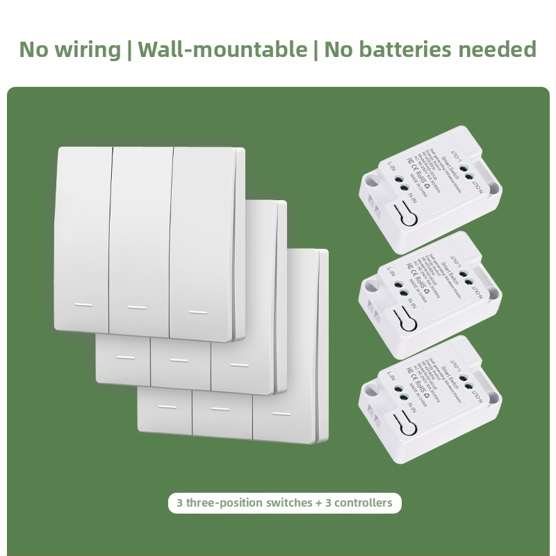 Savaime generuojantis belaidis jungiklis buitiniam vieno valdymo į dviejų valdymo daugiafunkciniam valdymui be laidų atsitiktinis be pastos be baterijų lengvas paspaudimas