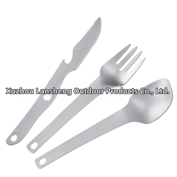 Gryno titano ryžių šaukštas Kempingo peilis ir šakutė Šaukštų rinkinys Daugiafunkcis trijų dalių rinkinys Titano šakutės Titano šaukštas Titano peilis Titano stalo įrankiai