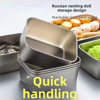 Komercinio kiosko šaldytuvo iškylų sandarinimo speciali nerūdijančio plieno traškesnių maisto produktų dėžutė su dangteliu pietų dėžutės laikymo dėžutė