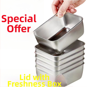 Komercinio kiosko šaldytuvo iškylų sandarinimo speciali nerūdijančio plieno traškesnių maisto produktų dėžutė su dangteliu pietų dėžutės laikymo dėžutė