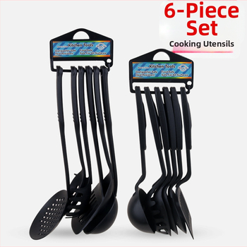 Virtuvės mentelės rinkinys, vientisas plastikinis, nailoninis, šešių dalių nelimpančių mentelių rinkinys