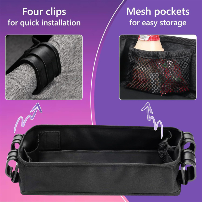 farfurie de lux cu patru roți pentru cărucior de copii, tavă, raft, material Oxford impermeabil
