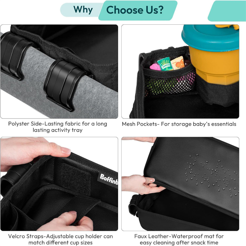 Onderfold luksuslik nelikveoline universaalne söögitaldrik lastele beebikäru kandiku riiul veekindel Oxfordi riie