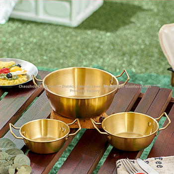 Εξωτερικό μπολ χιονιού από ανοξείδωτο ατσάλι 304 Κορεάτικο δράμα ίδιου στυλ μπολ κρασιού ρυζιού μαγειρέματος με λαβή μπολ kimchi Κορεάτικο μπολ κρασιού ρυζιού