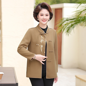 2025 New Mom Guofeng Coat Μεσήλικες και Ηλικιωμένες Γυναικείες Ρούχα Άνοιξη 50 ετών Κεντημένο Μπλούζα All-match Γυναικεία Ρούχα