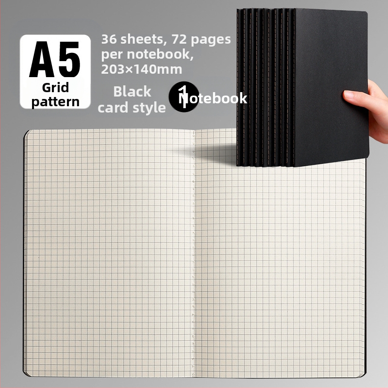 B5 lehmanahast kodutööde vihik A5 trükkimata musta kaardi märkmik horisontaalsete võrkudega tühi trükkimata lehmanahast raamatu hulgimüük