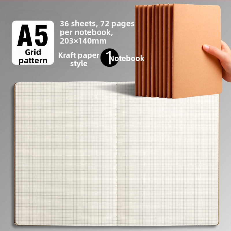 B5 lehmanahast kodutööde vihik A5 trükkimata musta kaardi märkmik horisontaalsete võrkudega tühi trükkimata lehmanahast raamatu hulgimüük