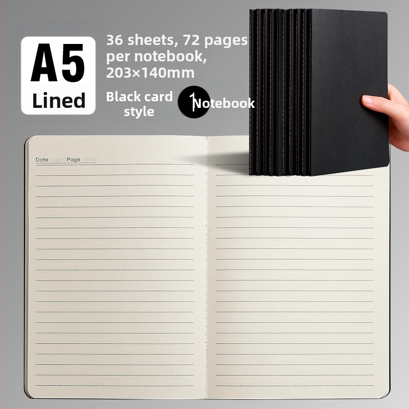 B5 lehmanahast kodutööde vihik A5 trükkimata musta kaardi märkmik horisontaalsete võrkudega tühi trükkimata lehmanahast raamatu hulgimüük