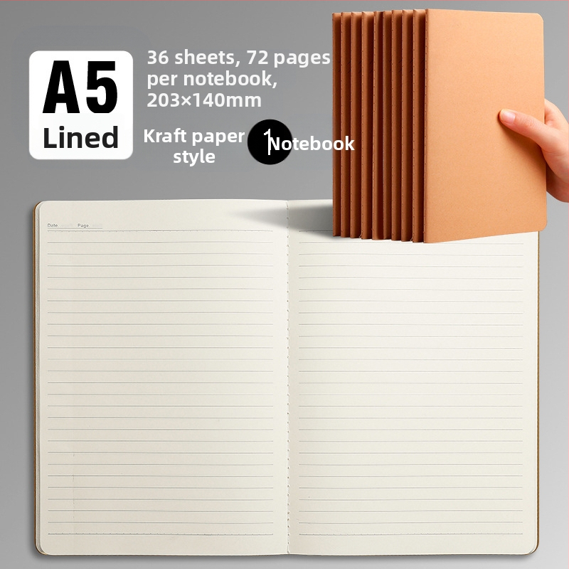 B5 lehmanahast kodutööde vihik A5 trükkimata musta kaardi märkmik horisontaalsete võrkudega tühi trükkimata lehmanahast raamatu hulgimüük