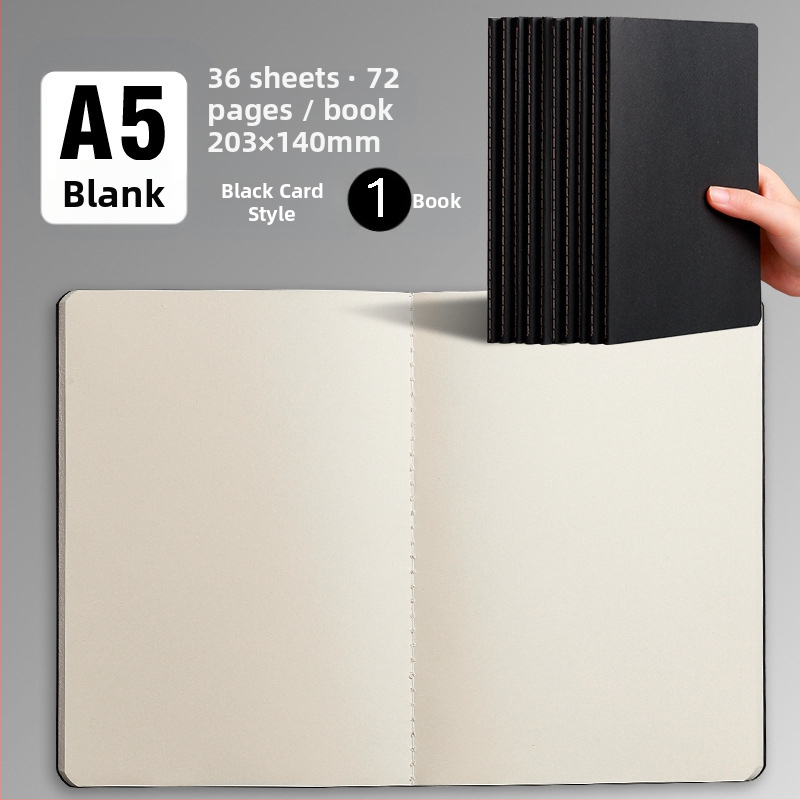 B5 lehmanahast kodutööde vihik A5 trükkimata musta kaardi märkmik horisontaalsete võrkudega tühi trükkimata lehmanahast raamatu hulgimüük