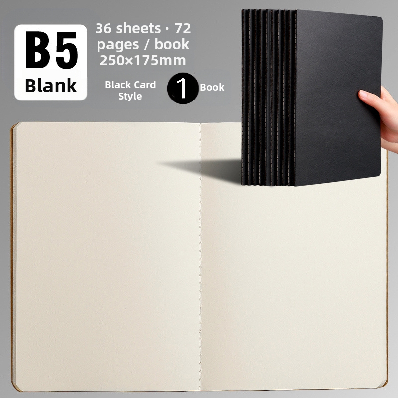 B5 lehmanahast kodutööde vihik A5 trükkimata musta kaardi märkmik horisontaalsete võrkudega tühi trükkimata lehmanahast raamatu hulgimüük