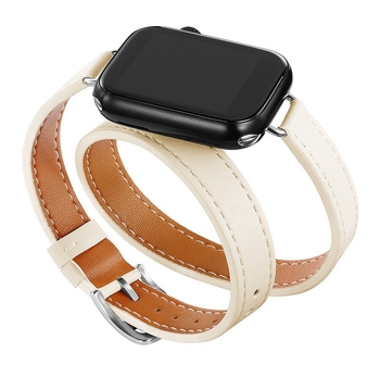 Подходяща за Apple Watch Band, Apple Watch 9/8/7/6/4, Slim-Fit Double-Circle, Slim Waist, Apple Leather Band