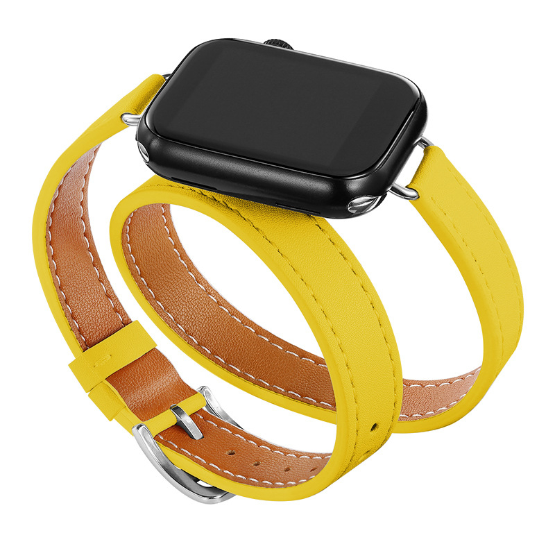 Sobib Apple Watch Bandile Apple watch9/8/7/6/4 Slim-Fit topeltringikujulise õhukese vöökohaga Apple nahast kellarihm