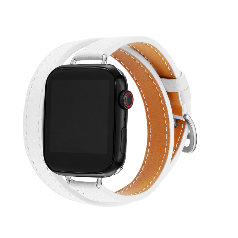 Sobib Apple Watch Bandile Apple watch9/8/7/6/4 Slim-Fit topeltringikujulise õhukese vöökohaga Apple nahast kellarihm