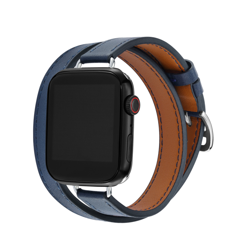 Sobib Apple Watch Bandile Apple watch9/8/7/6/4 Slim-Fit topeltringikujulise õhukese vöökohaga Apple nahast kellarihm