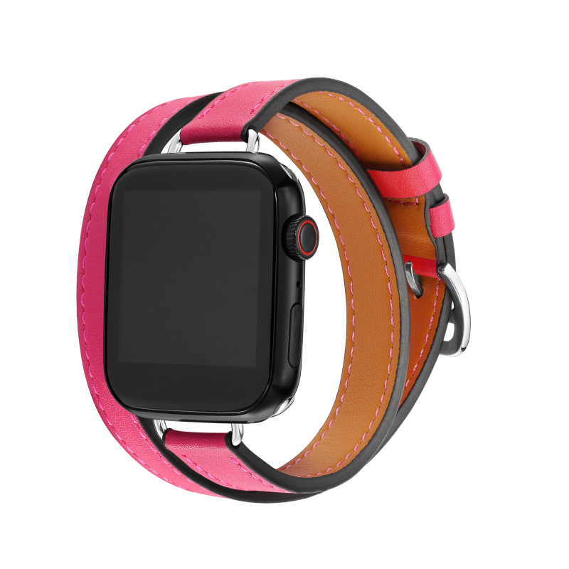 Sobib Apple Watch Bandile Apple watch9/8/7/6/4 Slim-Fit topeltringikujulise õhukese vöökohaga Apple nahast kellarihm