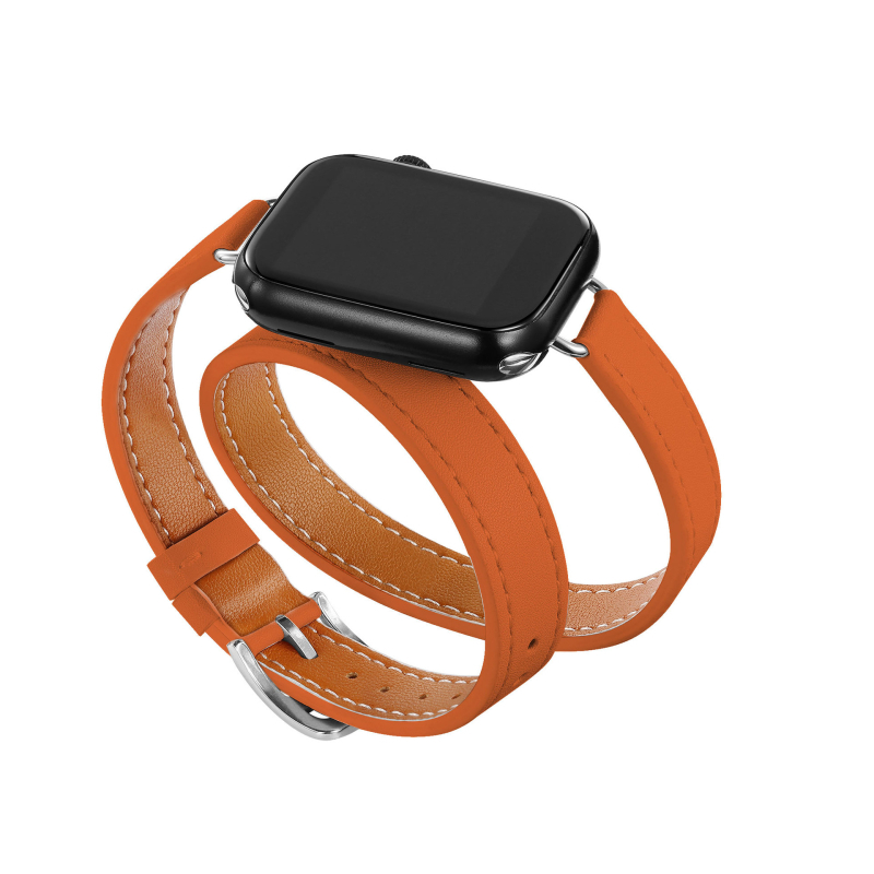 Sobib Apple Watch Bandile Apple watch9/8/7/6/4 Slim-Fit topeltringikujulise õhukese vöökohaga Apple nahast kellarihm