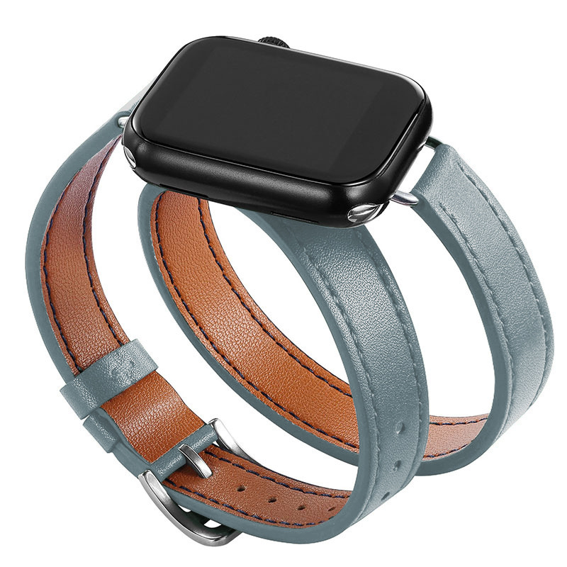 Sobib Apple Watch Bandile Apple watch9/8/7/6/4 Slim-Fit topeltringikujulise õhukese vöökohaga Apple nahast kellarihm