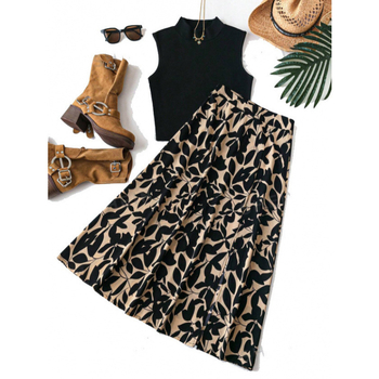 Amazoni naiste retromoodne A-lõikeline elastse vöökohaga leopardimustriga seelik 2025. aasta kevad- ja suvekollektsioonist, uus ja kõige lihtsam sobitada naiste seelikuga