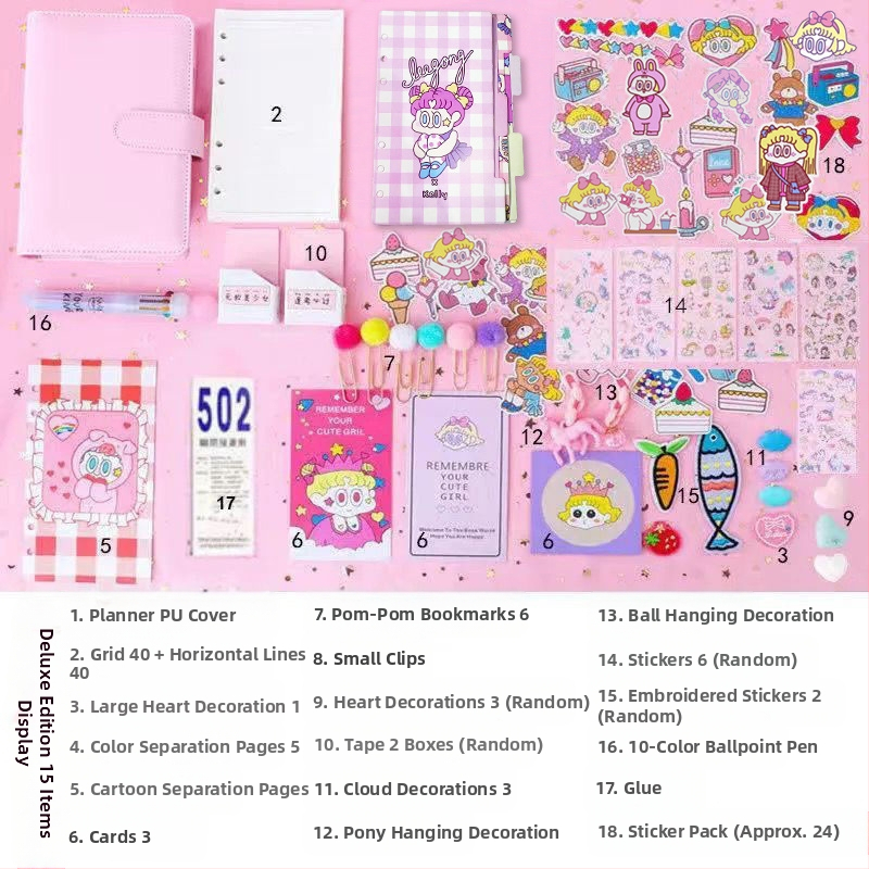 Tüdrukutele mõeldud haldjate pearaamatu komplekt, armas ja üliarmas, makaron, Jaapani stiilis, Ins stiilis pearaamatu kohta, populaarne pearaamat