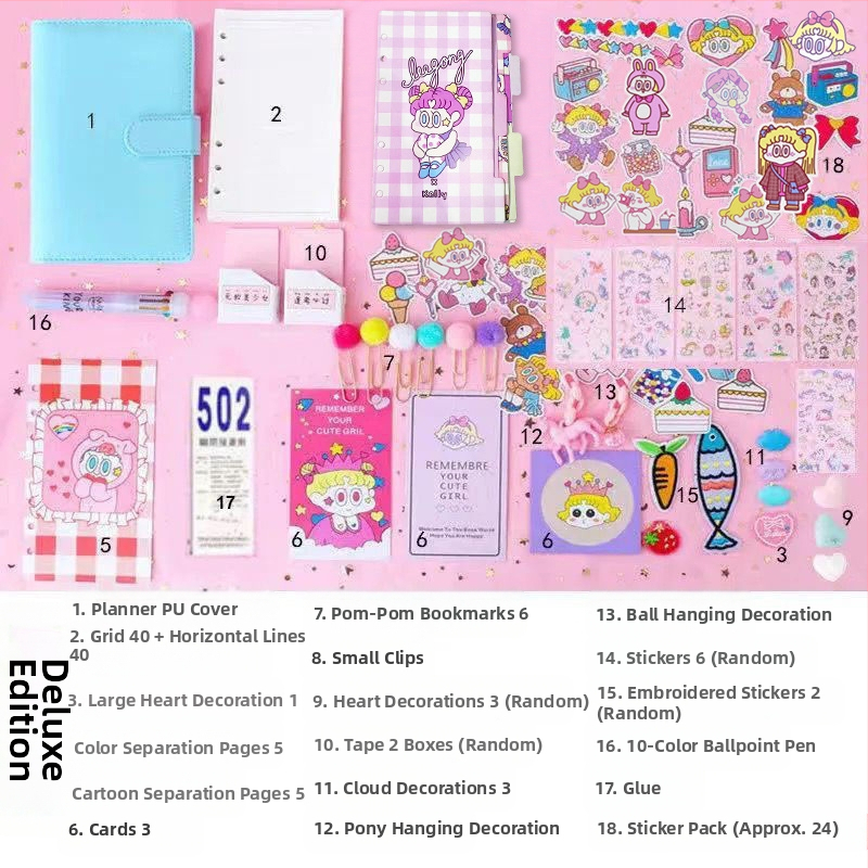 Tüdrukutele mõeldud haldjate pearaamatu komplekt, armas ja üliarmas, makaron, Jaapani stiilis, Ins stiilis pearaamatu kohta, populaarne pearaamat