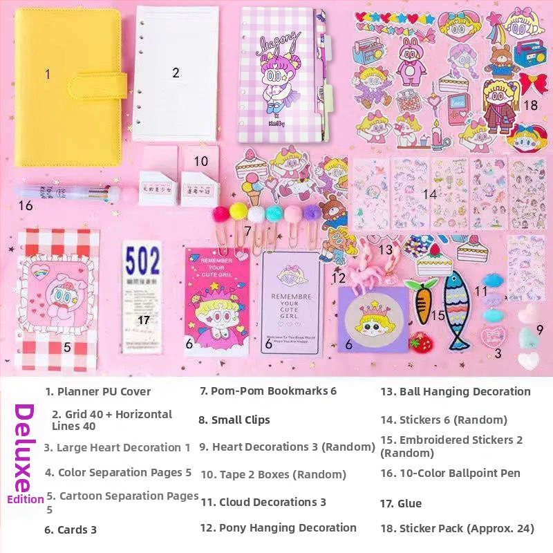 Tüdrukutele mõeldud haldjate pearaamatu komplekt, armas ja üliarmas, makaron, Jaapani stiilis, Ins stiilis pearaamatu kohta, populaarne pearaamat