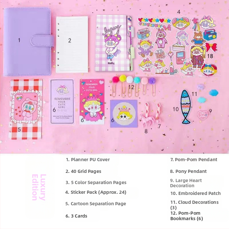 Tüdrukutele mõeldud haldjate pearaamatu komplekt, armas ja üliarmas, makaron, Jaapani stiilis, Ins stiilis pearaamatu kohta, populaarne pearaamat