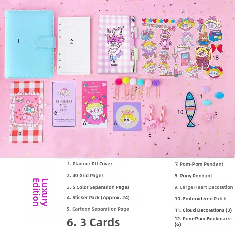 Tüdrukutele mõeldud haldjate pearaamatu komplekt, armas ja üliarmas, makaron, Jaapani stiilis, Ins stiilis pearaamatu kohta, populaarne pearaamat