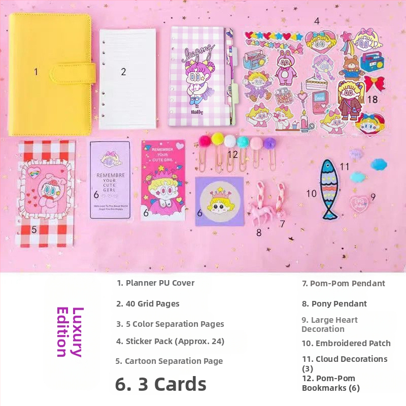 Tüdrukutele mõeldud haldjate pearaamatu komplekt, armas ja üliarmas, makaron, Jaapani stiilis, Ins stiilis pearaamatu kohta, populaarne pearaamat