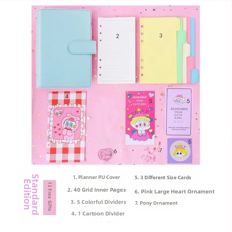 Tüdrukutele mõeldud haldjate pearaamatu komplekt, armas ja üliarmas, makaron, Jaapani stiilis, Ins stiilis pearaamatu kohta, populaarne pearaamat