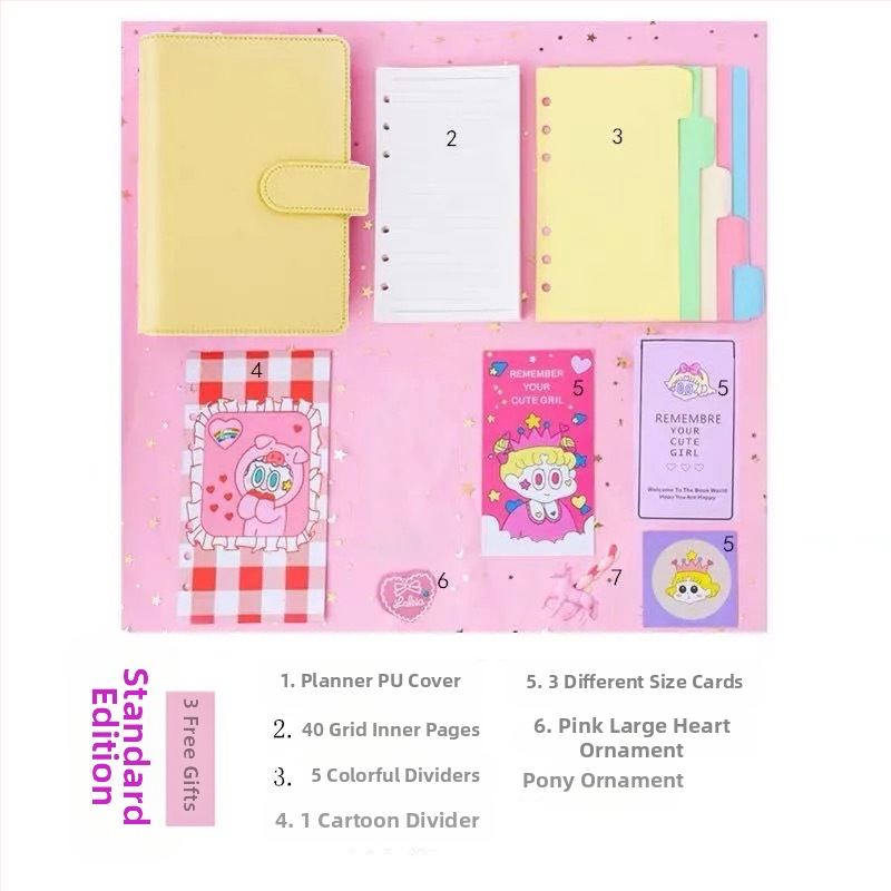 Tüdrukutele mõeldud haldjate pearaamatu komplekt, armas ja üliarmas, makaron, Jaapani stiilis, Ins stiilis pearaamatu kohta, populaarne pearaamat