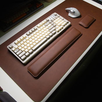 Mouse Pad με μοτίβο Crazy Horse, Στήριγμα καρπού ποντικιού, Στήριγμα χεριών πληκτρολογίου, Σετ τριών τεμαχίων, Δερμάτινο στήριγμα καρπού, Στήριγμα χεριών από αφρό μνήμης, Στήριγμα καρπού