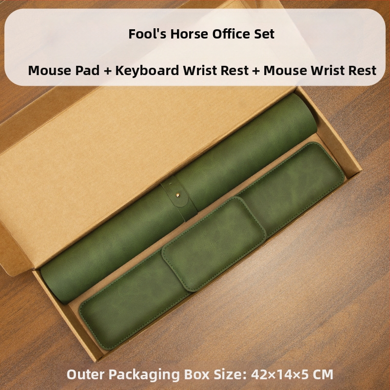 Hullu hobuse mustriga hiirematt, hiire randmetugi, klaviatuuri käetugi, kolmeosaline komplekt, nahast randmetugi, mäluvahust käetugi, randmetugi