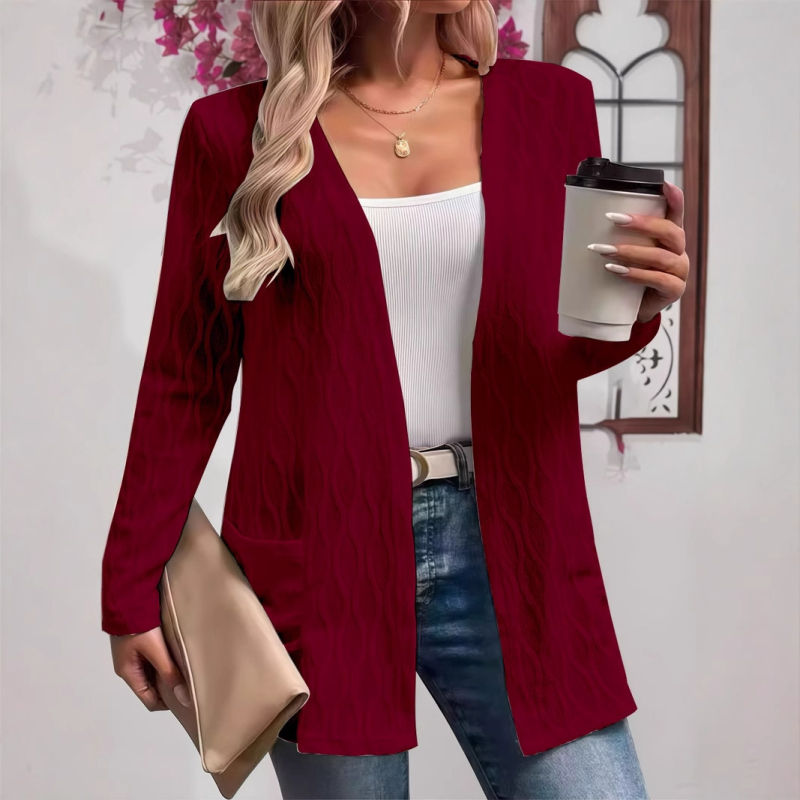 2025. aasta sügisene Euroopa ja Ameerika väliskaubandus Amazon Aliexpressi sõltumatu jaama varustus õõnes ühevärviline elegantne kootud kardigan