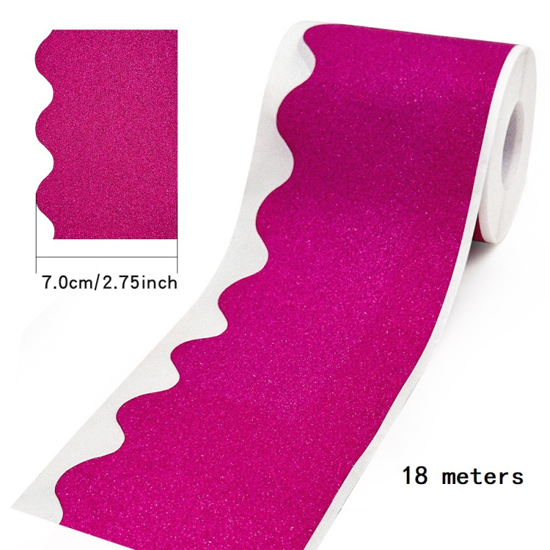 18 m rull sädelevaid kuldseid ja hõbedaseid kleebiseid, läikiva äärisega teadetetahvli kleebiseid, lainelisi dekoratiivkleebiseid