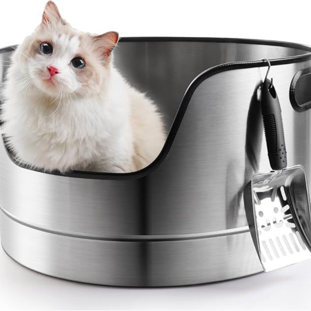 Amazoni ülisuur roostevabast terasest kassiliivakauss, liivapritsmevastane avatud kassi tualett, poolsuletud kassiliivakauss