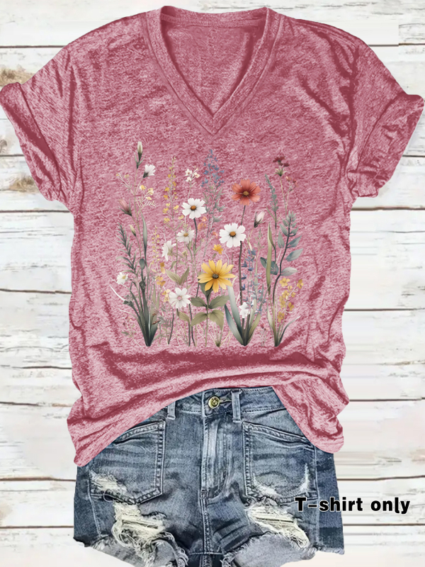 Euroopa ja Ameerika sõltumatu jaama piiriülese temperamendiga naiste T-särk, laos, taime-lillemustriga, suvine uus lühikeste varrukatega