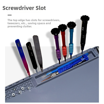 Datora un mobilā tālruņa remonta darbagalds ar magnētisku siltumizolācijas paliktni, silikona augstas temperatūras izturīgs galda paliktnis, karstā gaisa pistoles metināšanas galda paliktnis