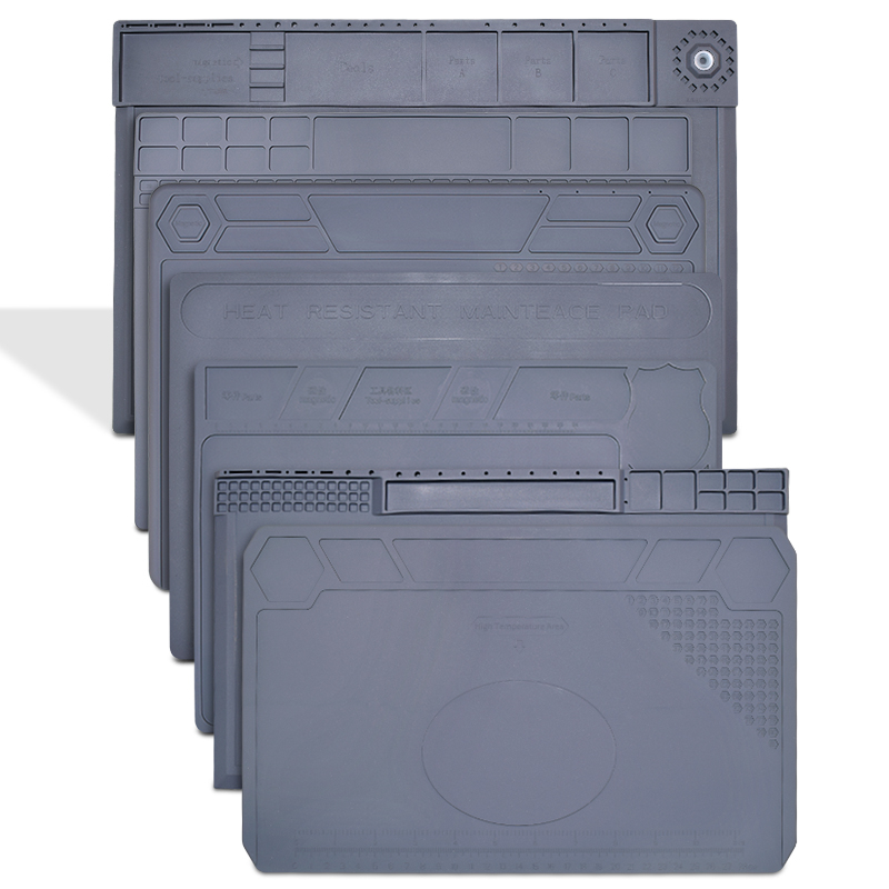 Datora un mobilā tālruņa remonta darbagalds ar magnētisku siltumizolācijas paliktni, silikona augstas temperatūras izturīgs galda paliktnis, karstā gaisa pistoles metināšanas galda paliktnis